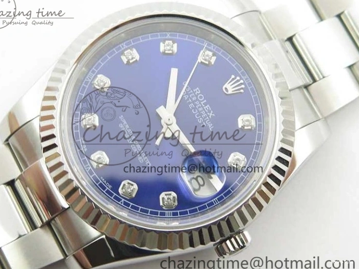 MiroTime 0125 Sporty DateJust 126334 SS Noob 1:1 904L Best Edition Blue Dial Diamond on Oyster Bracelet A 3164
